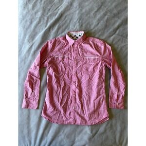Buzz Cuts Mens Red Long Sleeve Button Down Shirt Skull Trim Size L